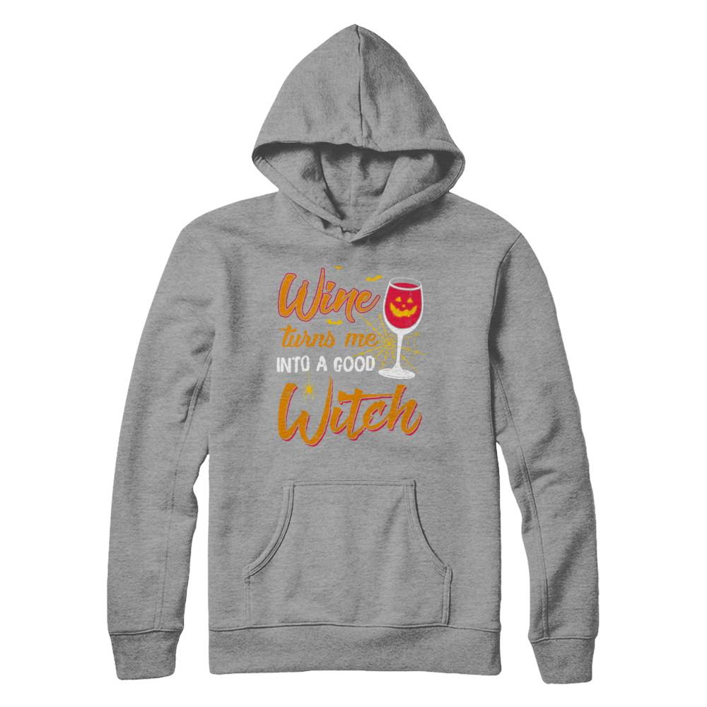Wine Turns Me Into A Good Witch Halloween-T-Shirt & Hoodie-Pullover Hoodie-Sport Grey