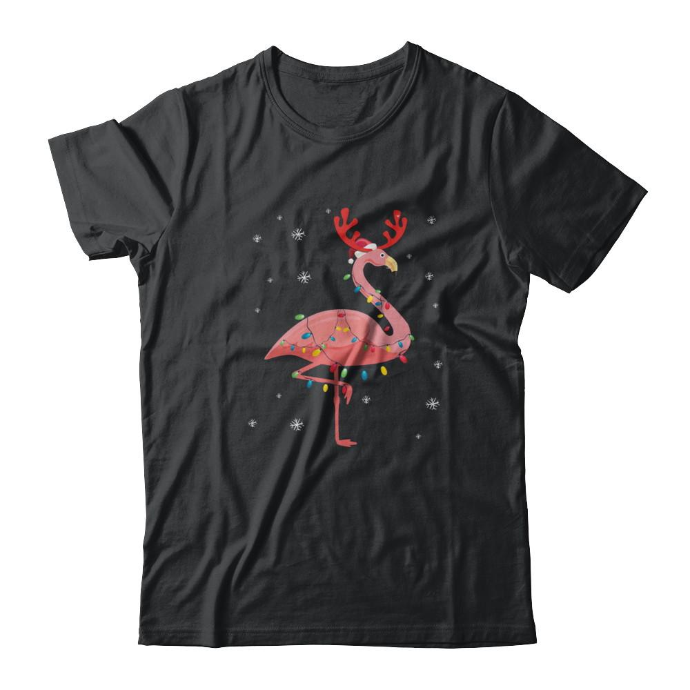 Santa Hat Flamingo Reindeer Christmas Gifts-T-Shirt & Hoodie-Classic T-Shirt-Black