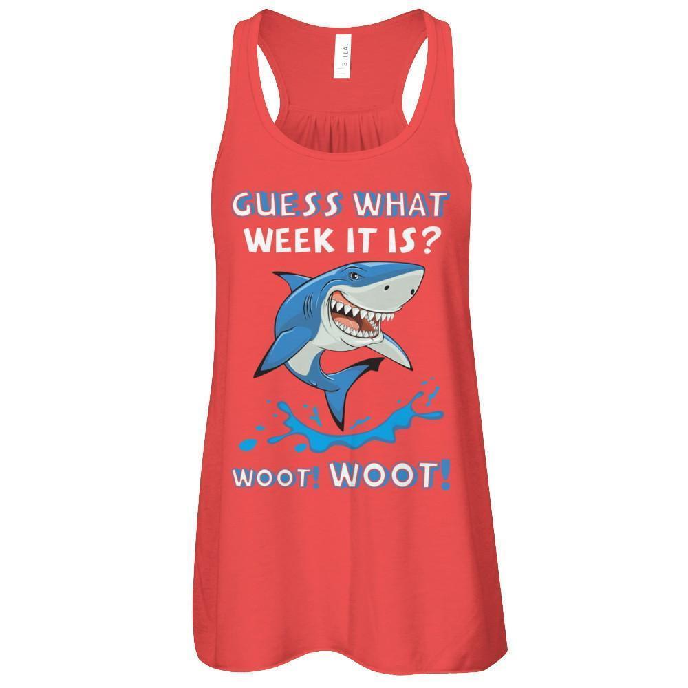 Guess What Week It Is Shark-T-Shirt & Tank Top-Women's Flowy Racerback Tank-Red