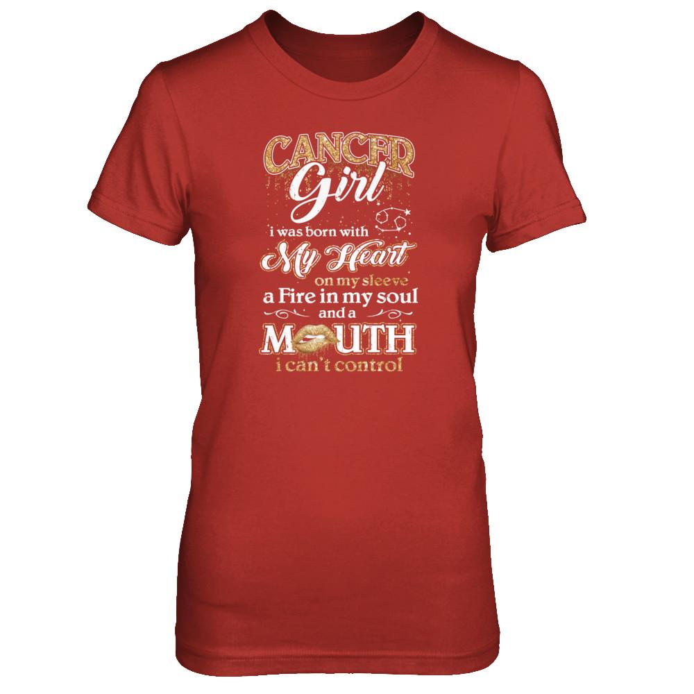 I'm A Cancer Girl Lipstick June July Funny Zodiac Birthday-T-Shirt & Tank Top-Women's T-Shirt-Red