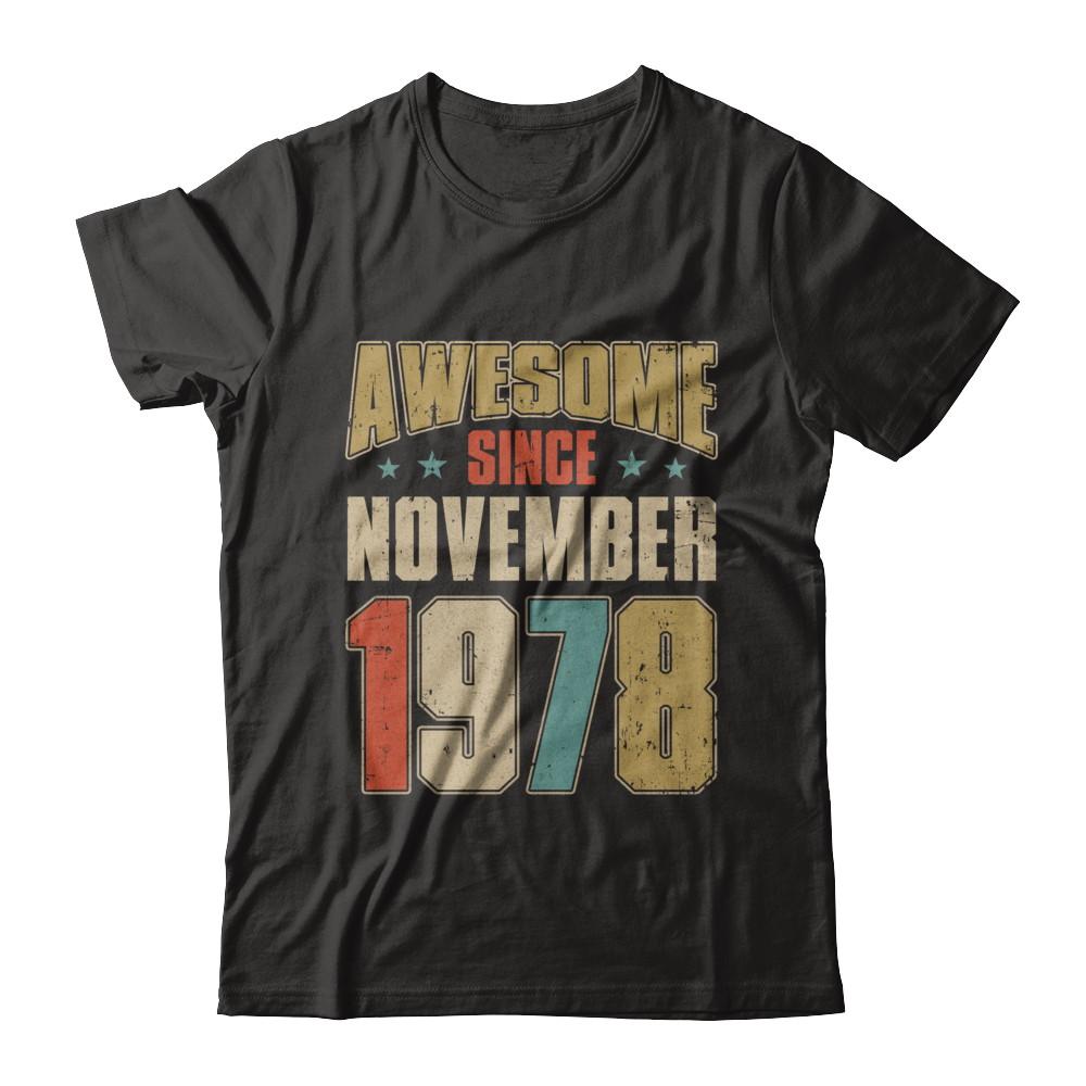 Vintage Retro Awesome Since November 1978 43th Birthday-T-Shirt & Hoodie-Premium T-Shirt-Black