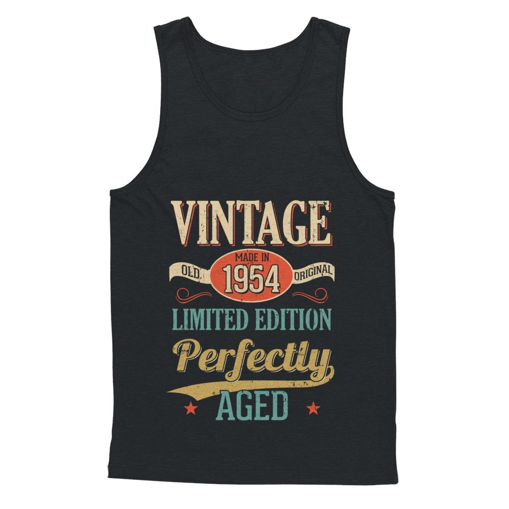 Vintage Premium Made In 1954 65Th Birthday Gift-T-Shirt & Hoodie-Unisex Tank-Black