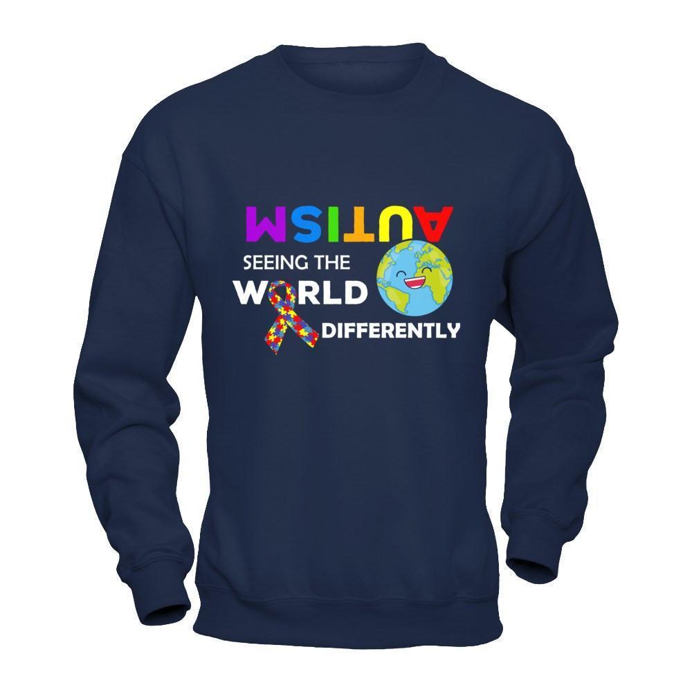 Autism Seeing The World Differently-T-Shirt & Hoodie-Crewneck Sweatshirt-Navy