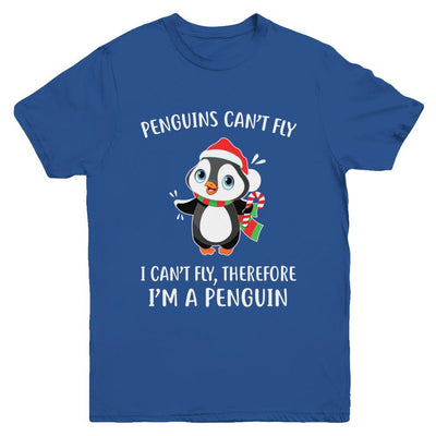 Funny Penguin I Can't Fly Christmas Gift Youth-Youth Shirt-Youth T-Shirt-Royal