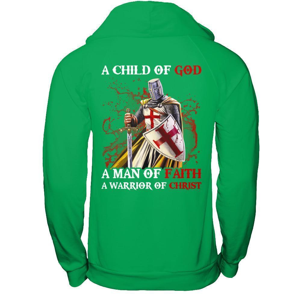 Knight Templar A Child Of God A Man Of Faith A Warrior Of Christ-T-Shirt & Hoodie-Pullover Hoodie-Irish Green