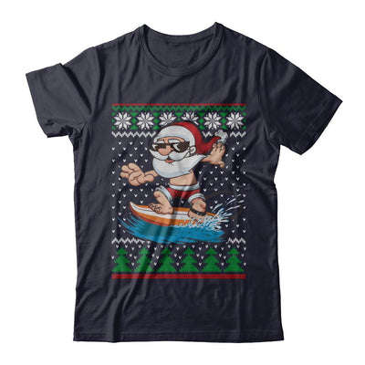 Santa Surfing Hawaiian Summer Christmas Ugly Sweater-T-Shirt & Sweatshirt-Premium T-Shirt-Midnight Navy