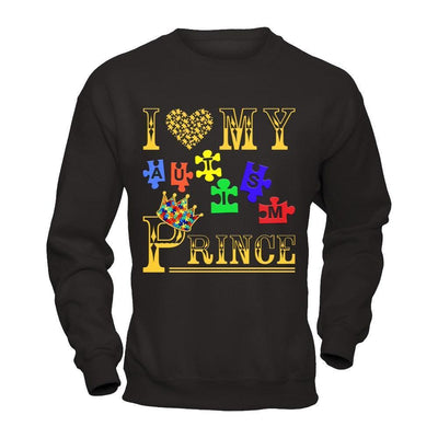 I Love My Autism Prince-T-Shirt & Hoodie-Crewneck Sweatshirt-Black