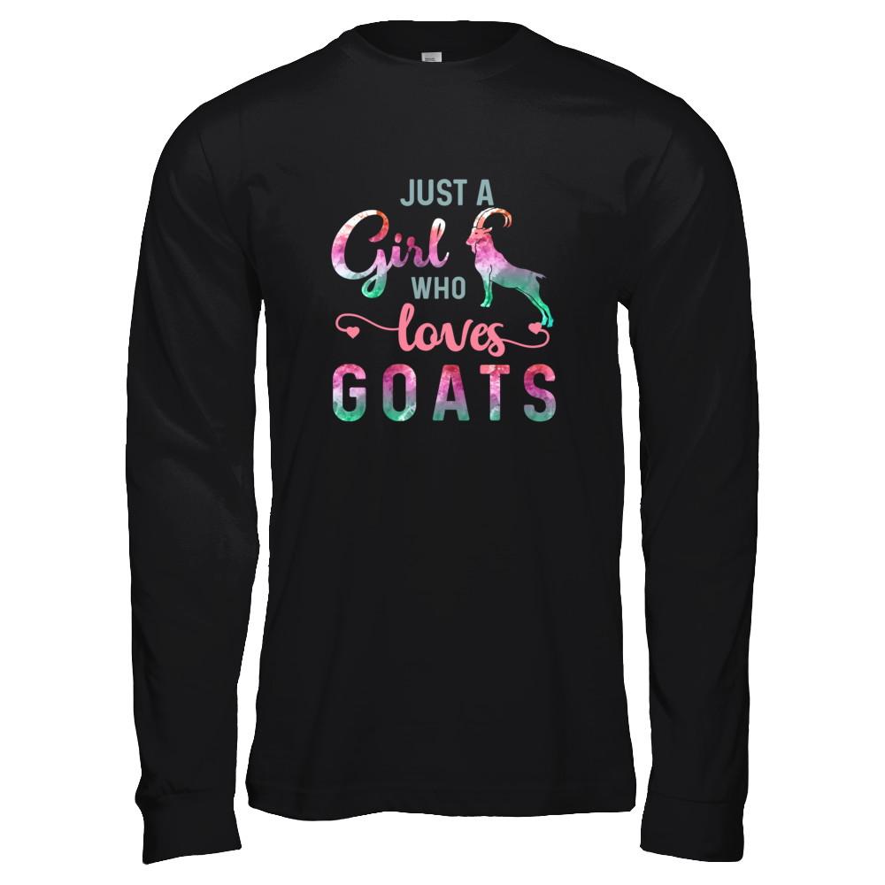 Just A Girl Who Loves Goats Goat Lover-T-Shirt & Tank Top-Long Sleeve T-Shirt-Black