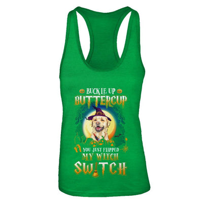 Buckle Up Buttercup Halloween Witch Labrador Costume-T-Shirt & Tank Top-Women's Ideal Racerback Tank-Kelly Green
