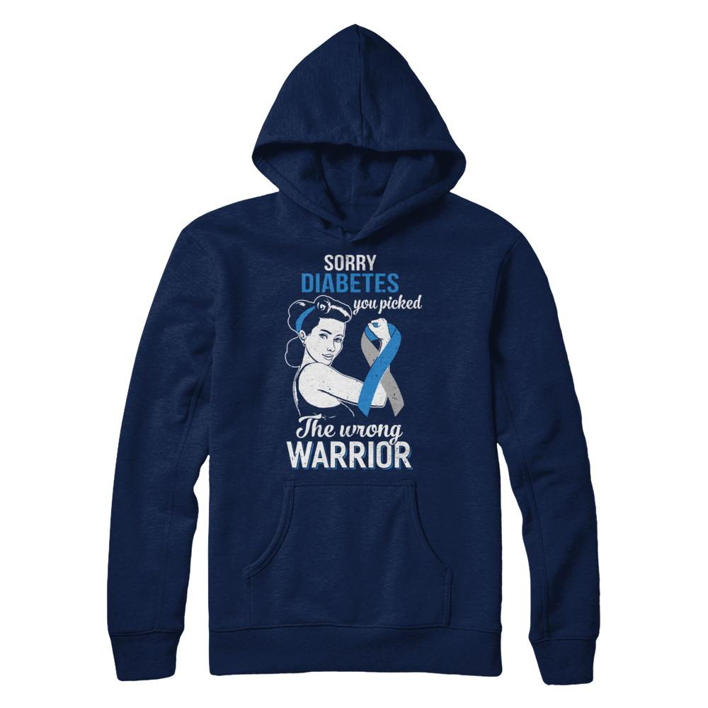 Sorry Diabetes You Picked The Wrong Warrior Diabetes-T-Shirt & Hoodie-Pullover Hoodie-Navy