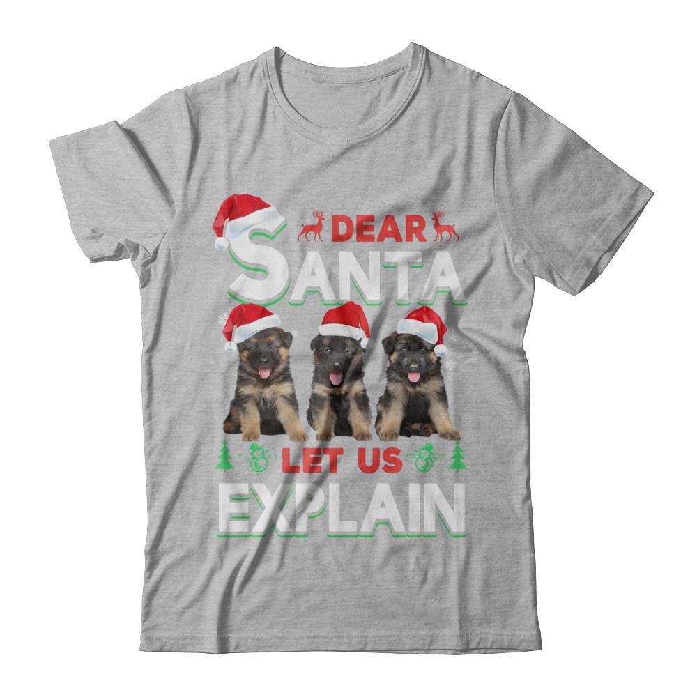 Dear Santa Funny German Shepherd Puppies Christmas Gift-T-Shirt & Hoodie-Premium T-Shirt-Heather Gray
