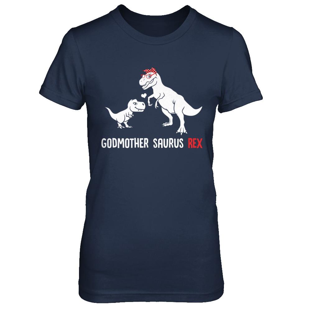 Godmother Saurus T-Rex Dinosaur Gift For God-Mother-T-Shirt & Hoodie-Women's T-Shirt-Navy