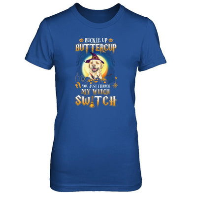 Buckle Up Buttercup Halloween Witch Labrador Costume-T-Shirt & Tank Top-Women's T-Shirt-Royal