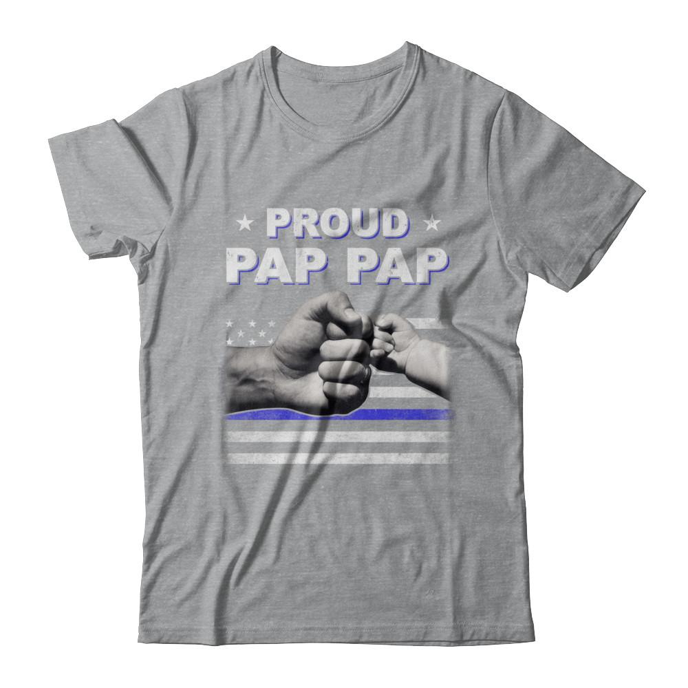 Proud Pap Pap Police Thin Blue Line Flag Fathers Day-T-Shirt & Hoodie-Classic T-Shirt-Sport Grey