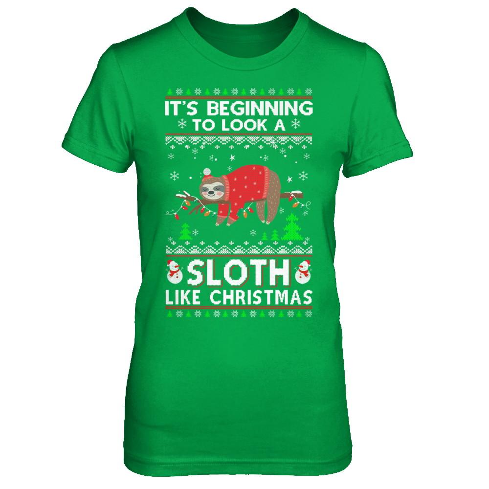 It's Beginning To Look A Sloth Like Christmas Sweater-T-Shirt & Sweatshirt-Women's T-Shirt-Irish Green