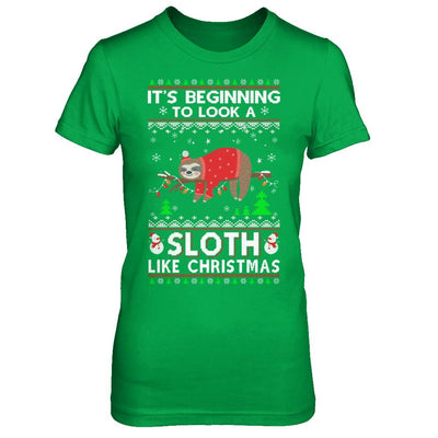 It's Beginning To Look A Sloth Like Christmas Sweater-T-Shirt & Sweatshirt-Women's T-Shirt-Irish Green