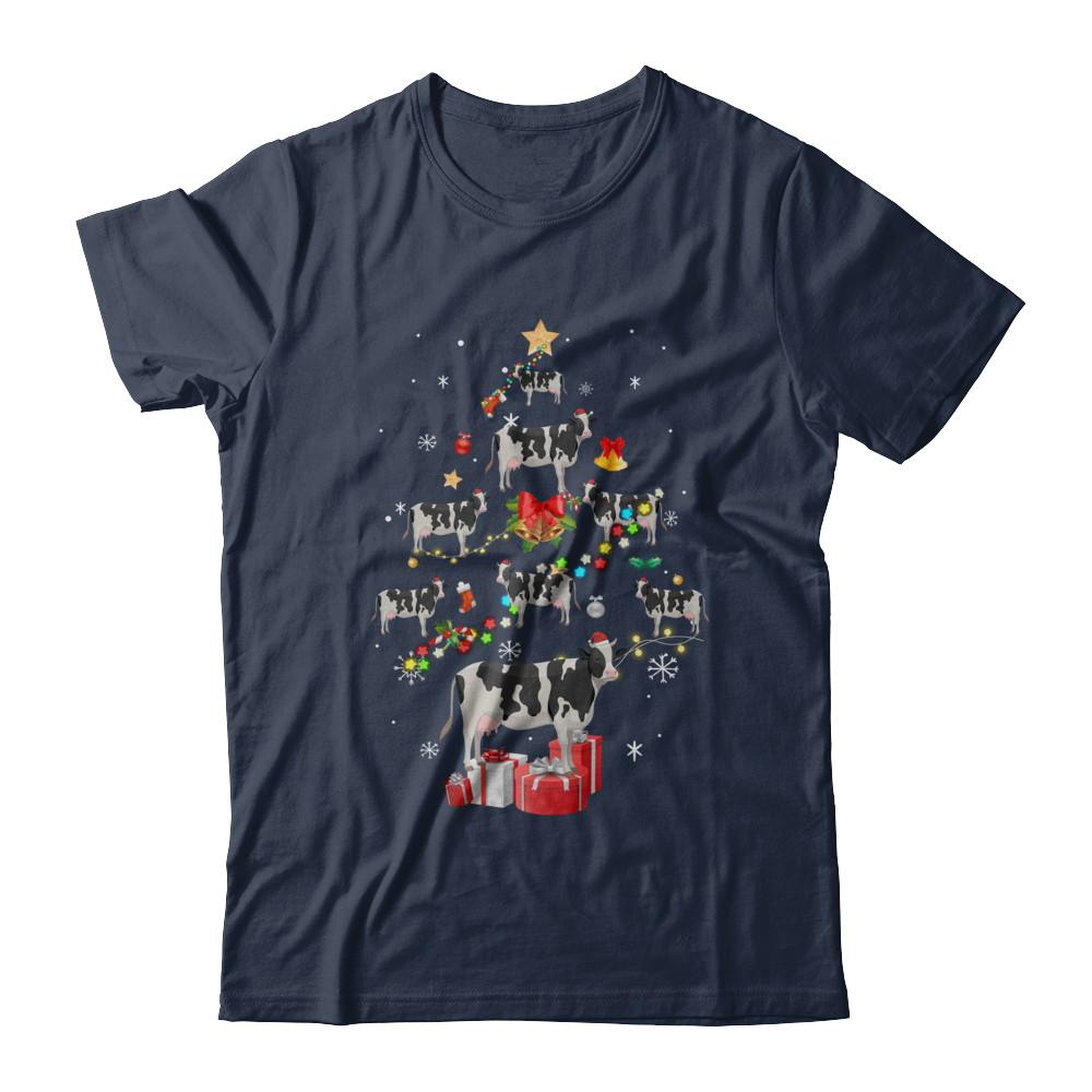 Farmer Cow Christmas Tree Decor Xmas Gift-T-Shirt & Sweatshirt-Classic T-Shirt-Navy