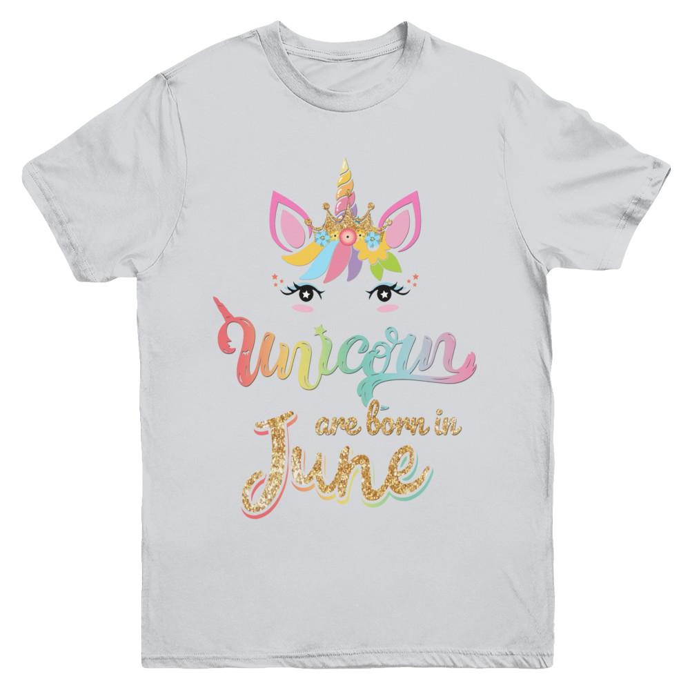 Cute Unicorns Are Born In June Birthday Gift Youth-Youth Shirt-Youth T-Shirt-Sport Grey