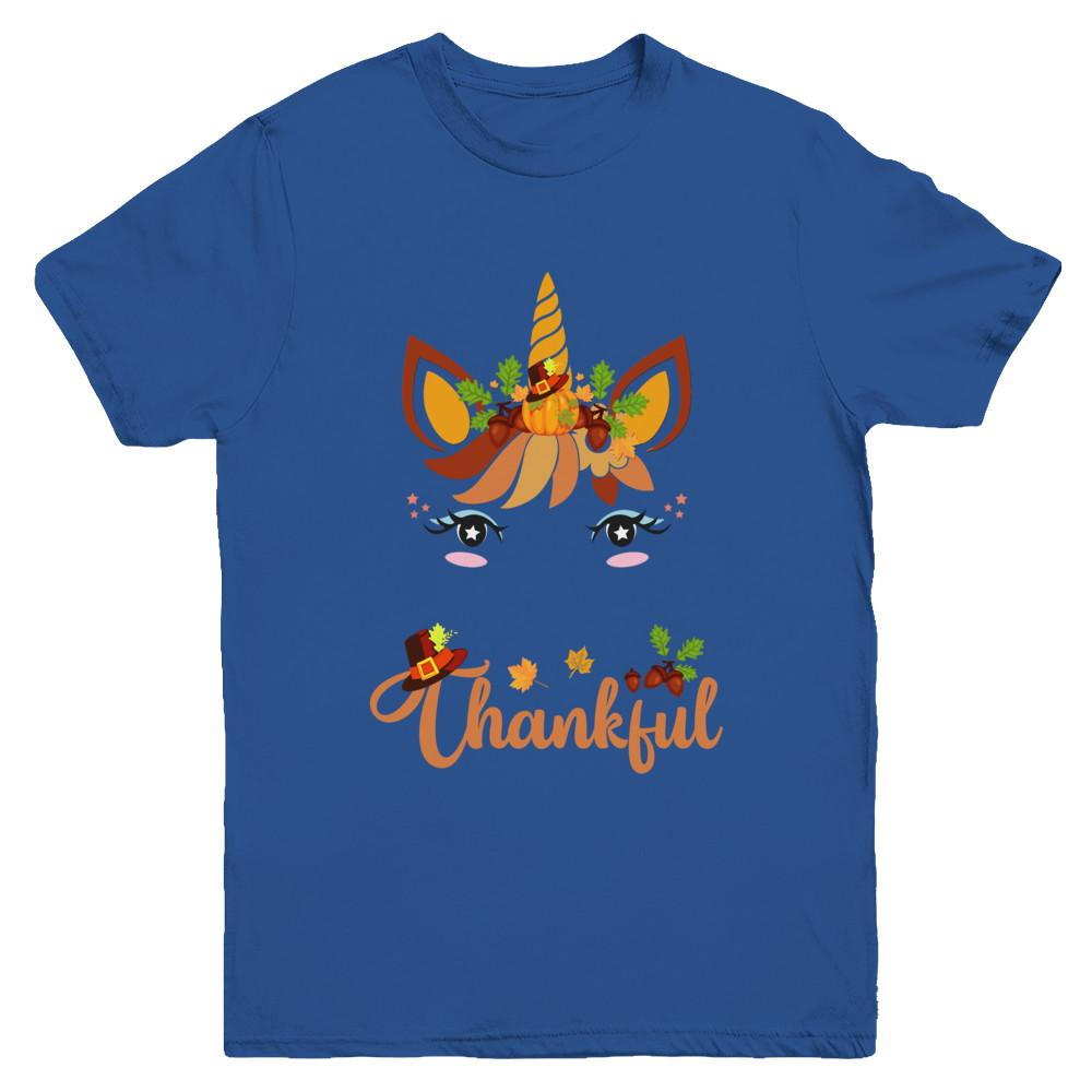 Thanksgiving Unicorn Pumpkin For Kids Youth-Youth Shirt-Youth T-Shirt-Royal