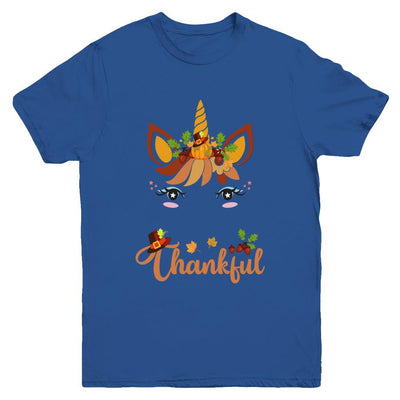 Thanksgiving Unicorn Pumpkin For Kids Youth-Youth Shirt-Youth T-Shirt-Royal