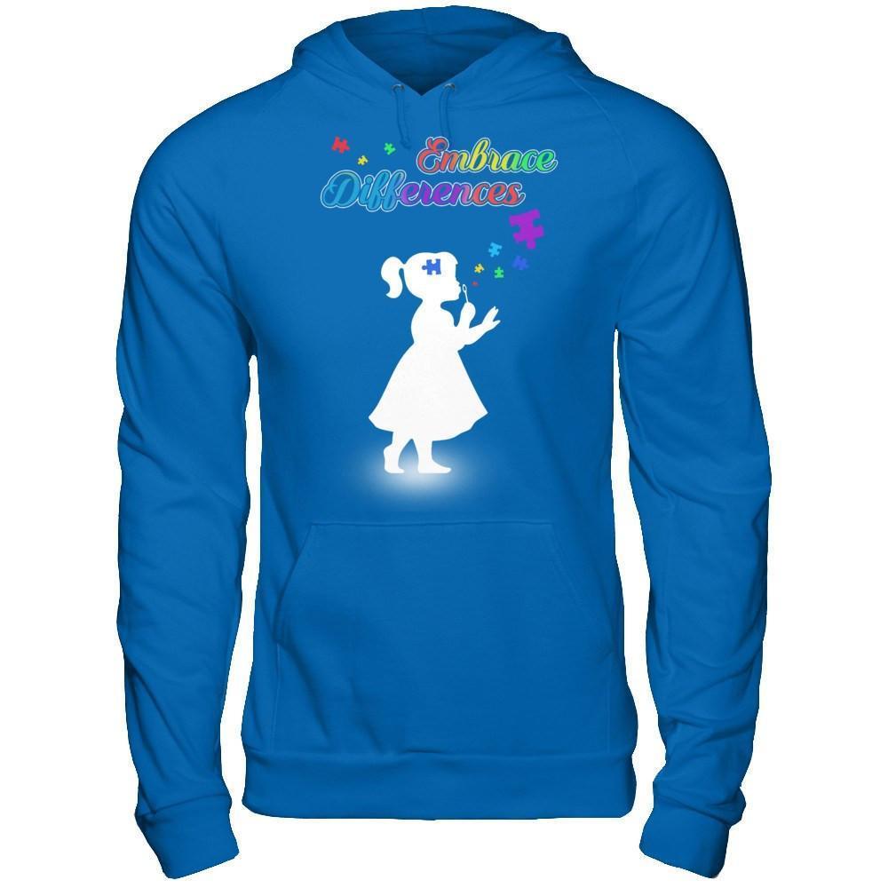 Autism Awareness Embrace Differences-T-Shirt & Hoodie-Pullover Hoodie-Royal