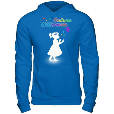 Autism Awareness Embrace Differences-T-Shirt & Hoodie-Pullover Hoodie-Royal