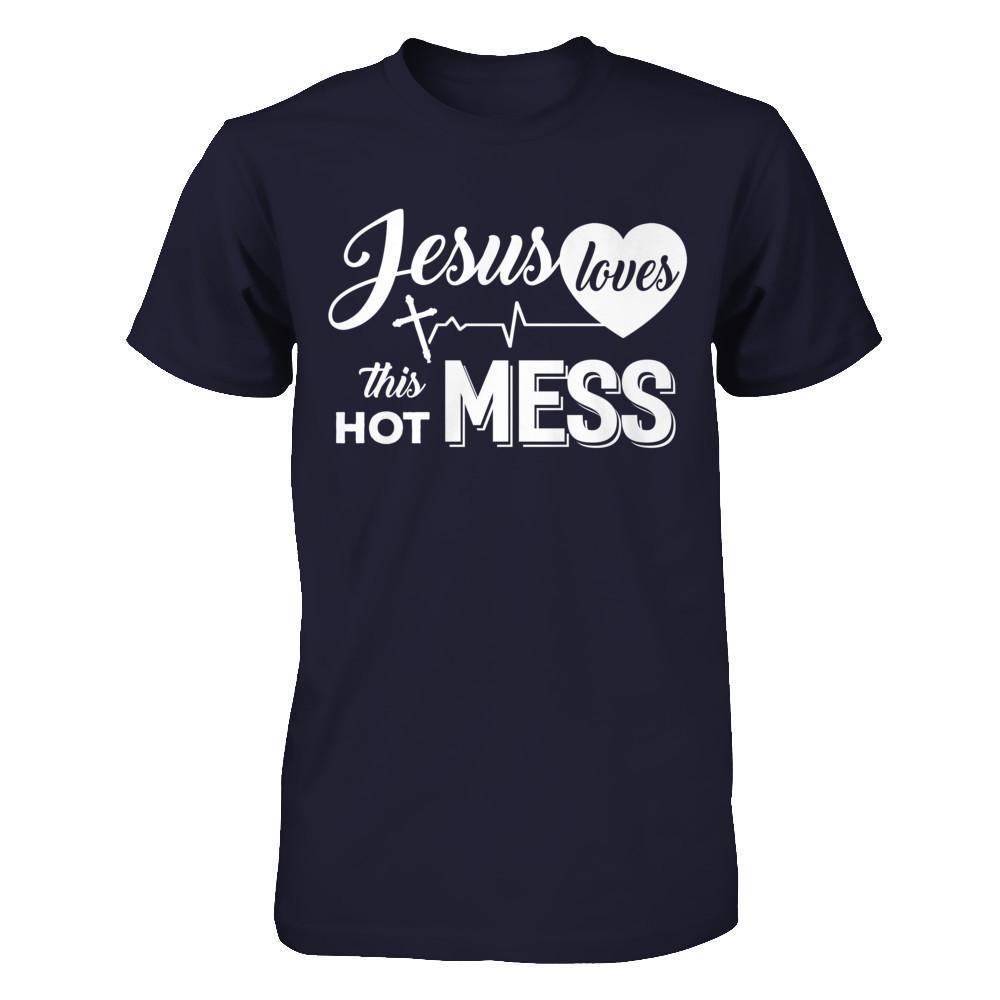 Jesus Loves This Hot Mess-T-Shirt & Hoodie-Premium T-Shirt-Midnight Navy