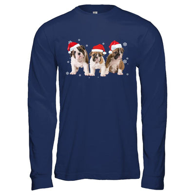 Funny Bulldogs Puppies Christmas Dog Gift-T-Shirt & Hoodie-Long Sleeve T-Shirt-Navy