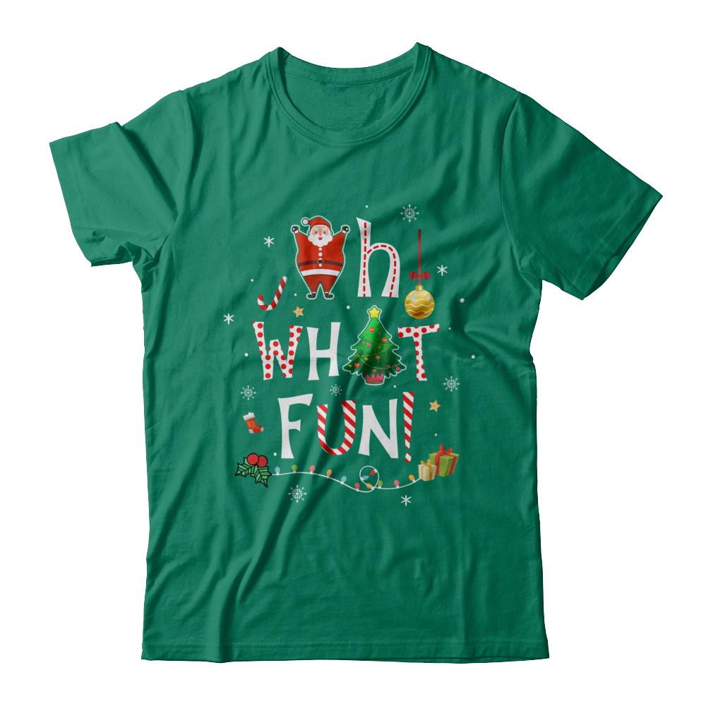 Oh What Fun Christmas Tree Funny Xmas-T-Shirt & Sweatshirt-Classic T-Shirt-Kelly Green