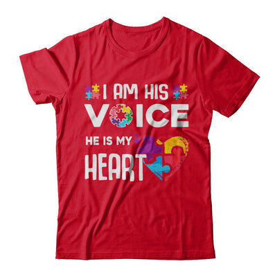 Autism Awareness I Am His Voice He Is My Heart Autism Mom-T-Shirt & Hoodie-Premium T-Shirt-Red