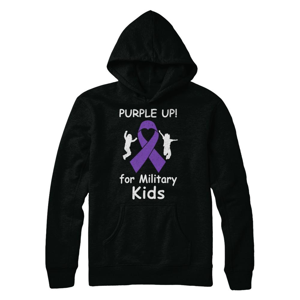 Purple Up For Month Of The Military Kids-T-Shirt & Hoodie-Pullover Hoodie-Black