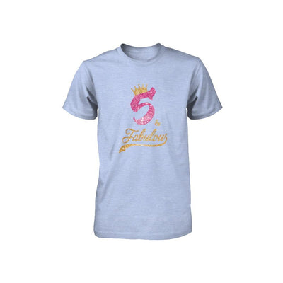 5Th And Fabulous Five Birthday Youth-Youth Shirt-Youth T-Shirt-Blue Triblend