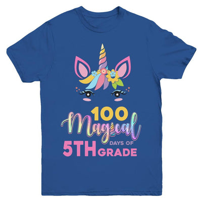 100 Magical Days Of 5Th Grade School Unicorn Girl Gift Youth-Youth Shirt-Youth T-Shirt-Royal