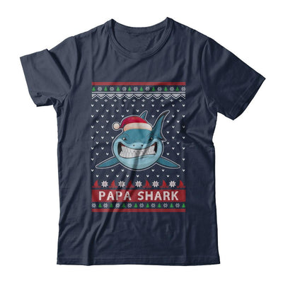 Santa Hat Papa Shark Ugly Christmas Sweater-T-Shirt & Sweatshirt-Classic T-Shirt-Navy