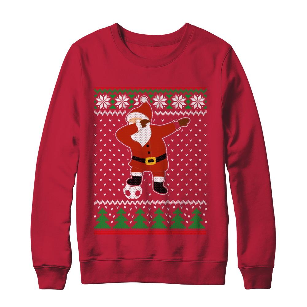 Dabbing Santa Soccer Ugly Sweater Christmas-T-Shirt & Sweatshirt-Crewneck Sweatshirt-Red