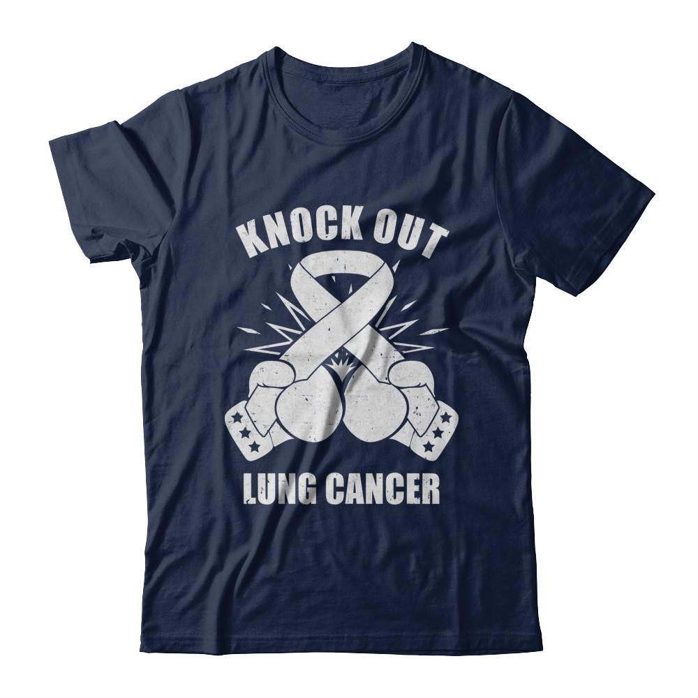 Boxing knock out Lung Cancer Awareness Support-T-Shirt & Hoodie-Classic T-Shirt-Navy