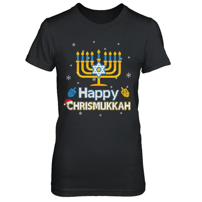 Happy Chrismukkah Ugly Hanukkah Christmas Sweater-T-Shirt & Sweatshirt-Women's T-Shirt-Black