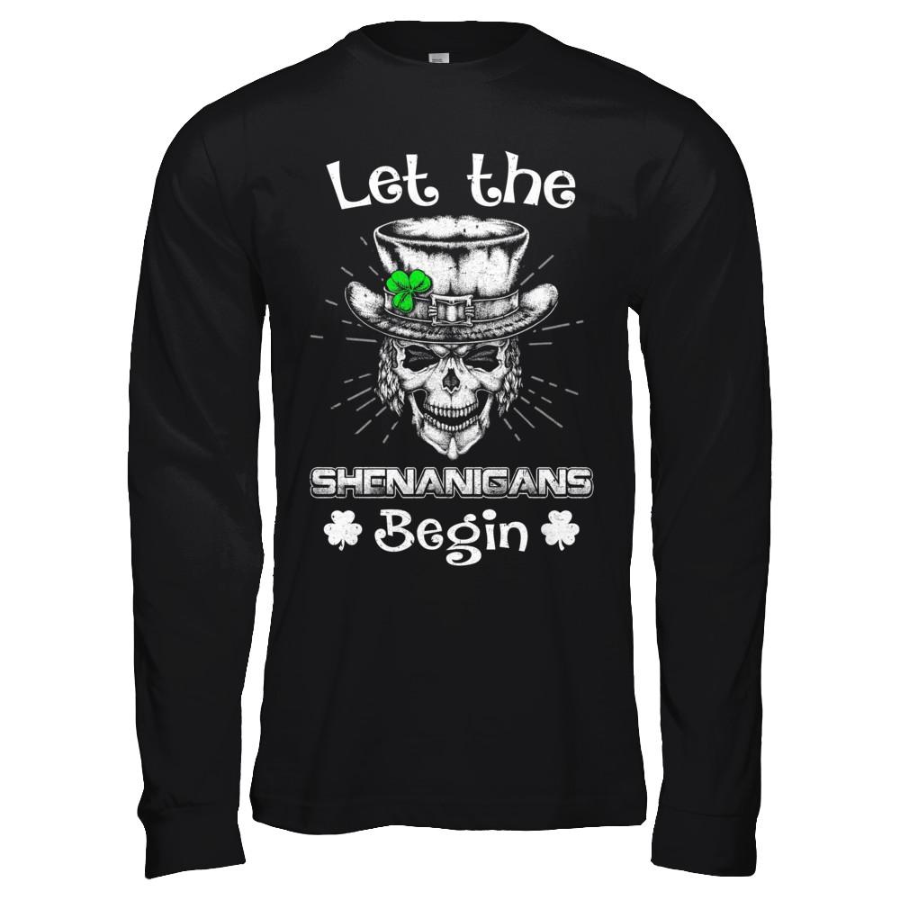 Let The Shenanigans Begin St Patricks Day-T-Shirt & Hoodie-Long Sleeve T-Shirt-Black