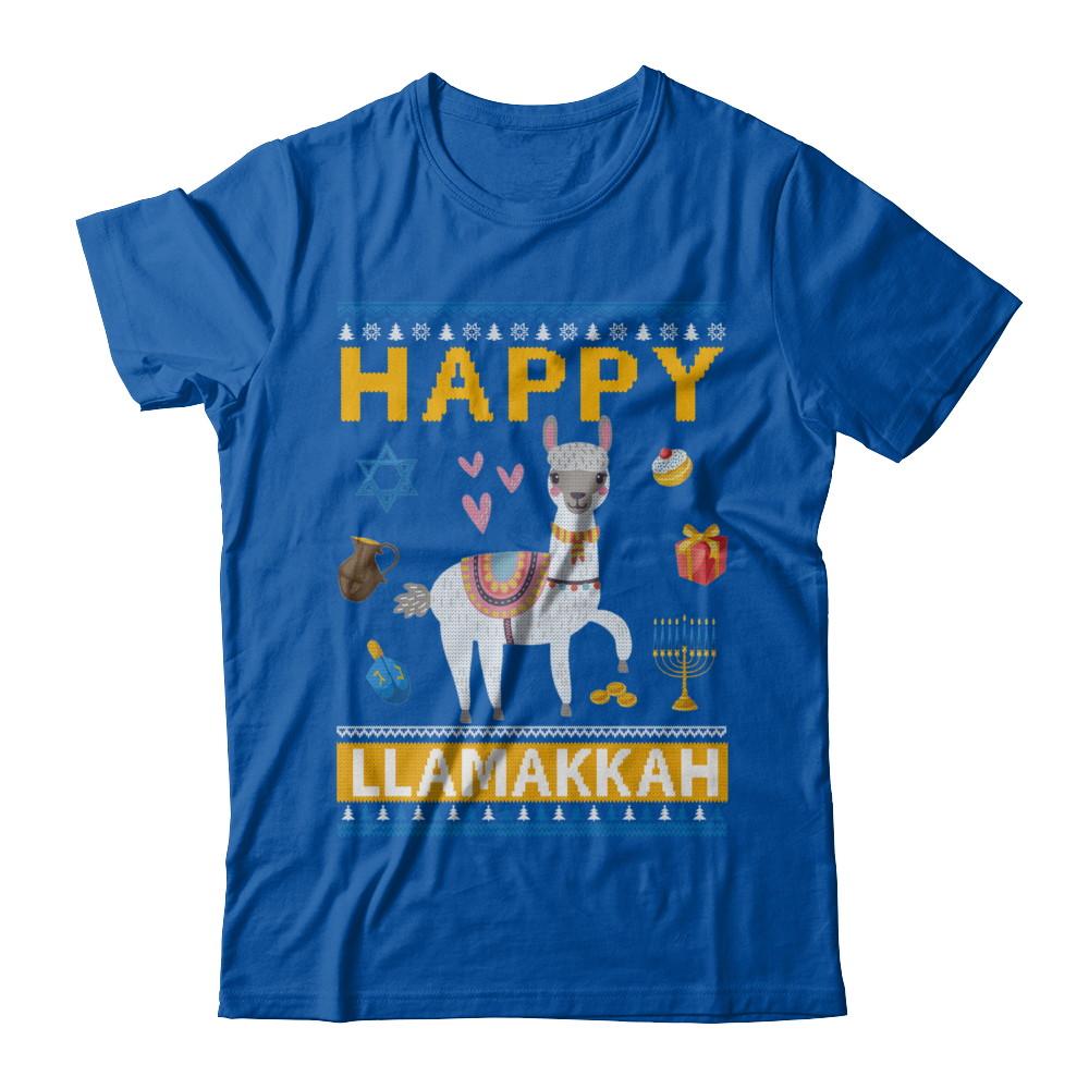 Happy Llama Llamakkah Hanukkah Ugly Sweater-T-Shirt & Sweatshirt-Premium T-Shirt-Royal