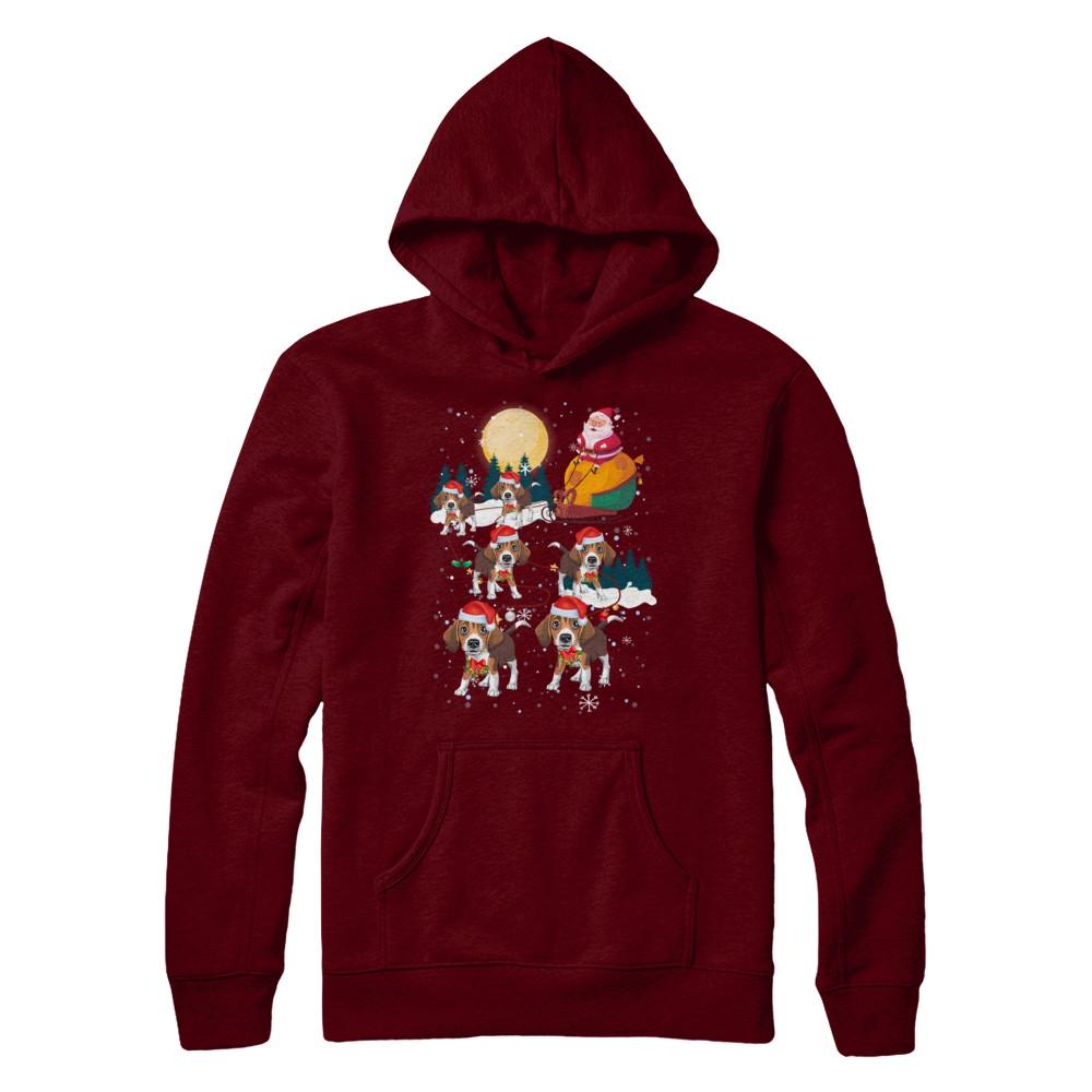 Dog Reindeer Beagle Christmas Gift-T-Shirt & Sweatshirt-Pullover Hoodie-Maroon