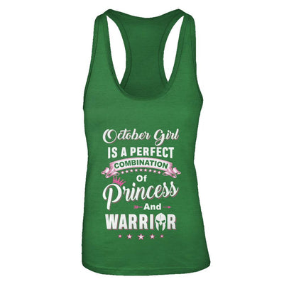 October Girl Is Perfect Princess Warrior Birthday Gift-T-Shirt & Tank Top-Women's Ideal Racerback Tank-Kelly Green