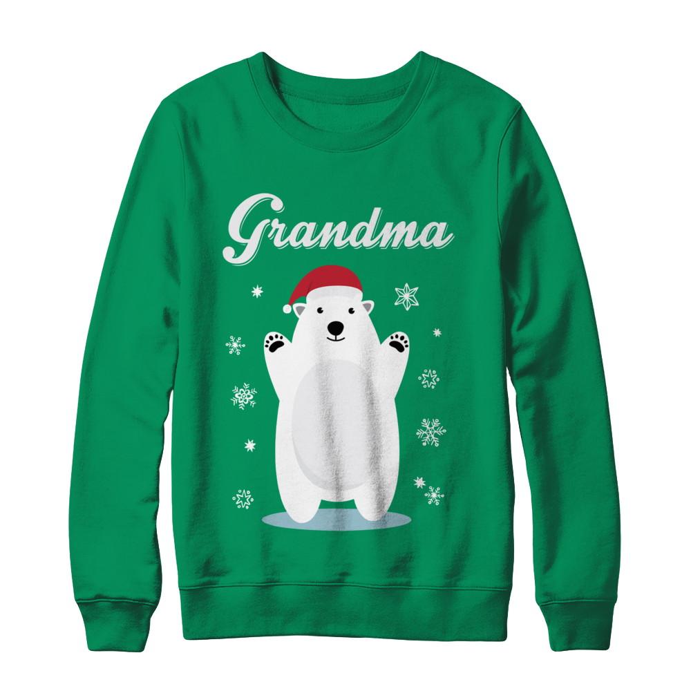 Grandma Bear Christmas Santa Pajamas-T-Shirt & Sweatshirt-Crewneck Sweatshirt-Irish Green
