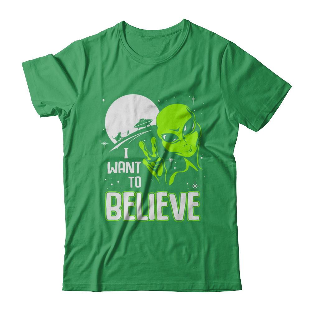 I Want To Believe Alien Ufo-T-Shirt & Hoodie-Premium T-Shirt-Kelly Green