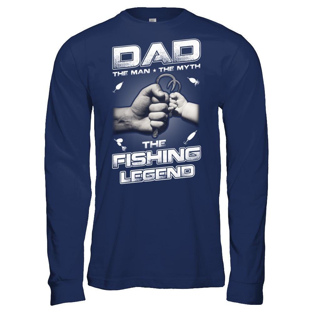 Dad The Man The Myth The Fishing Legend-T-Shirt & Hoodie-Long Sleeve T-Shirt-Navy