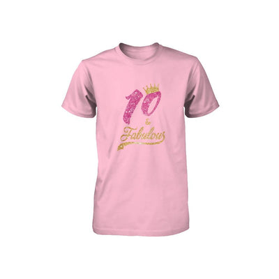 10Th And Fabulous Ten Birthday Youth-Youth Shirt-Youth T-Shirt-Neon Pink