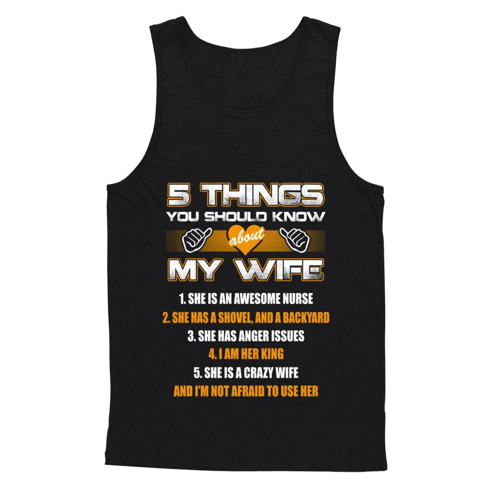5 Things You Should Know About My Wife She Is Awesome Nurse-T-Shirt & Hoodie-Unisex Tank-Black