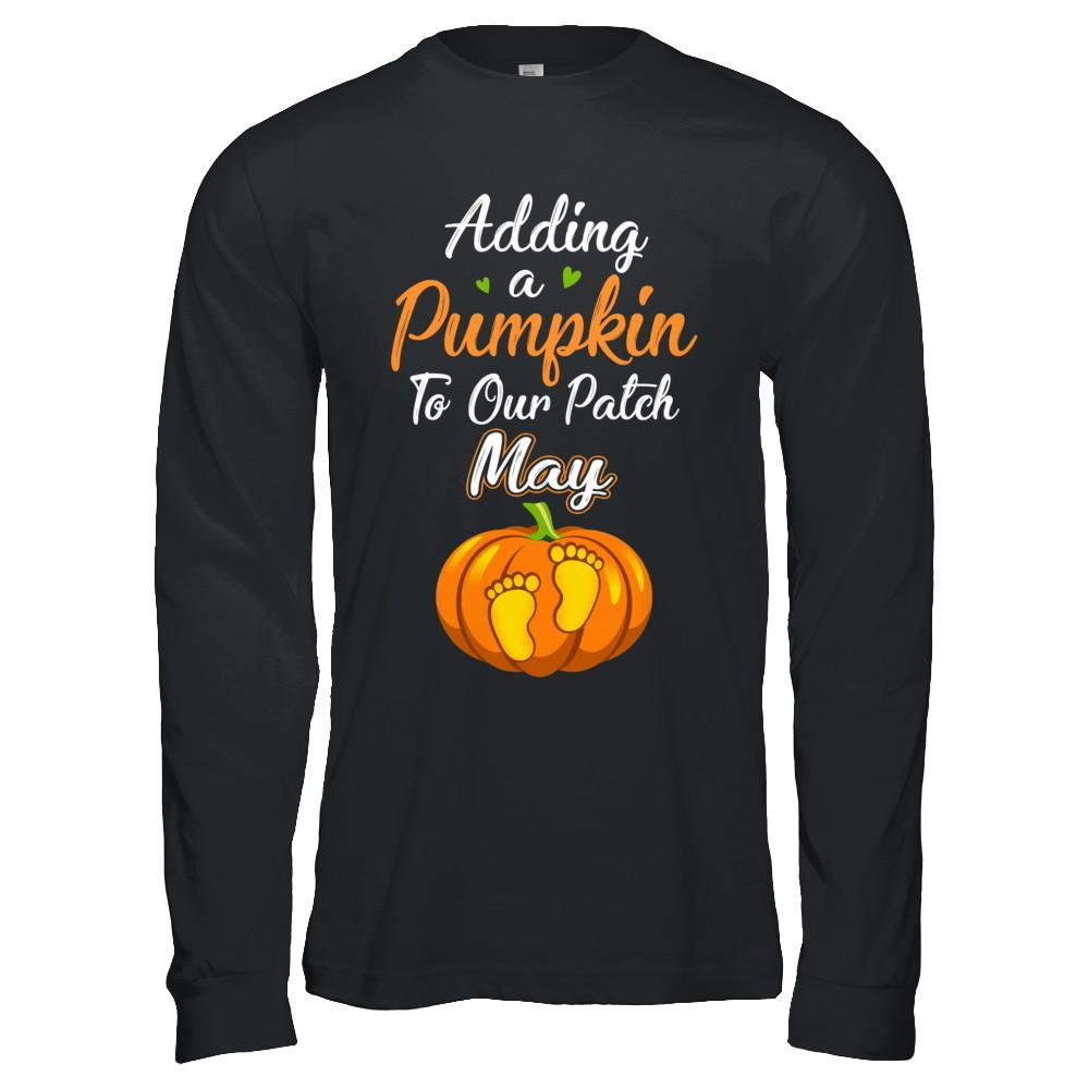 Halloween Pumpkin Pregnancy Mom Due Date In May 2021-T-Shirt & Hoodie-Long Sleeve T-Shirt-Black
