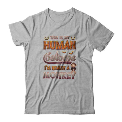 Monkey Halloween My Human Costume I'm Really A Monkey-T-Shirt & Tank Top-Premium T-Shirt-Heather Gray