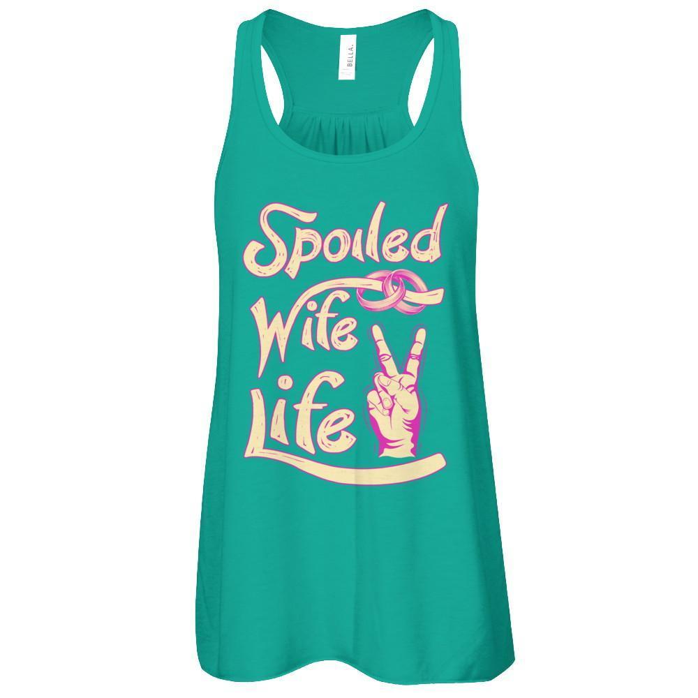 Spoiled Wife Life-T-Shirt & Tank Top-Women's Flowy Racerback Tank-Kelly