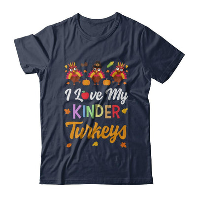 I Love My Kinder Turkeys Pumpkin Student School Teacher-T-Shirt & Sweatshirt-Classic T-Shirt-Navy